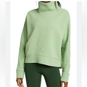 Zella Carrey Ridge Funnel Neck Pullover in Green Mistletoe